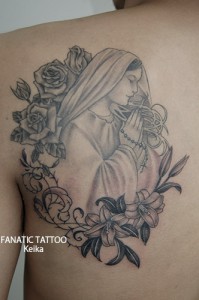 VirginMary&Rose,Lily Tattoo マリアとバラ、ユリのタトゥー/Keika_FanaticTattoo