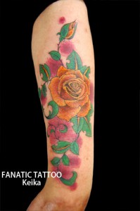 Orange Rose Tattoo オレンジのバラ タトゥー/Keika_FanaticTattoo