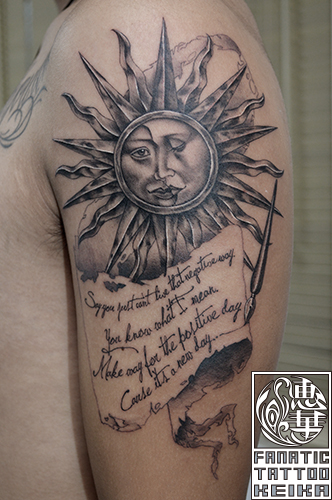 太陽と月のタトゥー Sun&Moon Black&Gray Tattoo /Keika_FanaticTattoo