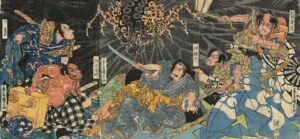 源頼光土蜘蛛の妖怪を斬る図/歌川国芳から学ぶ和彫りの原点 その1/東京都港区の女性彫師 恵華・プライベートタトゥースタジオ墨篝