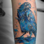水彩・カラス・鳥・カラー・Watercolor Tattoo・Bird・Raven_02