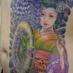 藤娘,芸者の和彫り刺青 – Geisha,Japanese Tattoo