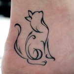 猫のトライバルタトゥー,Cat,Tribal Small Tattoo