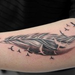 羽のブラック＆グレータトゥー Feather,Black&Gray Tattoo