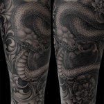 蛇と林檎のブラック&グレータトゥー -Snake&Apple Tattoo