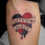 ハートのトラッドタトゥー,Heart,American traditional Tattoo,刺青・タトゥースタジオ 女性彫師 恵華-Keika-