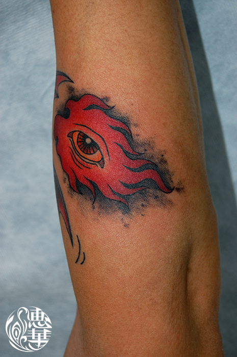 火と目のタトゥー,Fire,eye,American traditional,Tattoo,刺青・タトゥースタジオ 女性彫師 恵華-Keika-