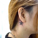 耳裏星のワンポイントタトゥー – Star,Small Tattoo