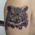 ミミズクフクロウのタトゥー – Horn Owl Tattoo