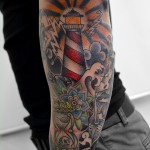 灯台のタトゥー,Lighthouse,American traditional,Tattoo,刺青・タトゥースタジオ 女性彫師 恵華-Keika-
