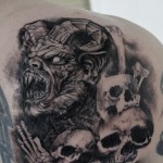 悪魔とスカルのブラック＆グレータトゥー – Devil,skull Tattoo