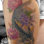 鯉に牡丹の刺青 – Koi,Peony,Japanese Tattoo