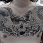 ライオン、羊スカル、死神のタトゥー – Lion,Skull,Reaper Tattoo
