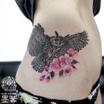 フクロウと桜のタトゥー – HornOwl CherryBlossom Tattoo