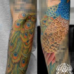 クジャクのタトゥー Peacock Tattoo,刺青・タトゥースタジオ 女性彫師 恵華-Keika-