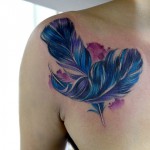 羽の水彩タトゥー – Feather Watercolor Tattoo