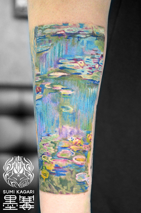 モネの睡蓮タトゥー Claude Monet, The Water Lilies Keika, Tattoo, タトゥースタジオ, 刺青, 女性彫師, 恵華