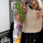 胸に施した化け猫たちの和彫り刺青。 東京都港区の女性彫師 恵華・プライベートタトゥースタジオ墨篝によるオーダーメイドのタトゥー・刺青作品です。