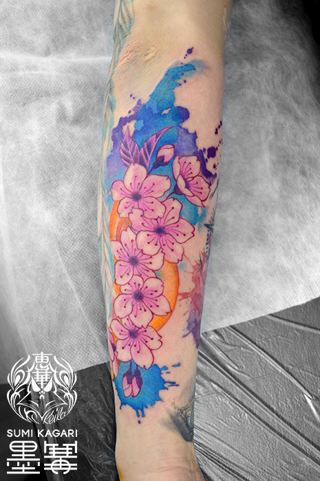 桜と水彩のタトゥー - SAKURA Watercolor Tattoo,Keika, Tattoo, タトゥースタジオ, 刺青, 女性彫師, 恵華