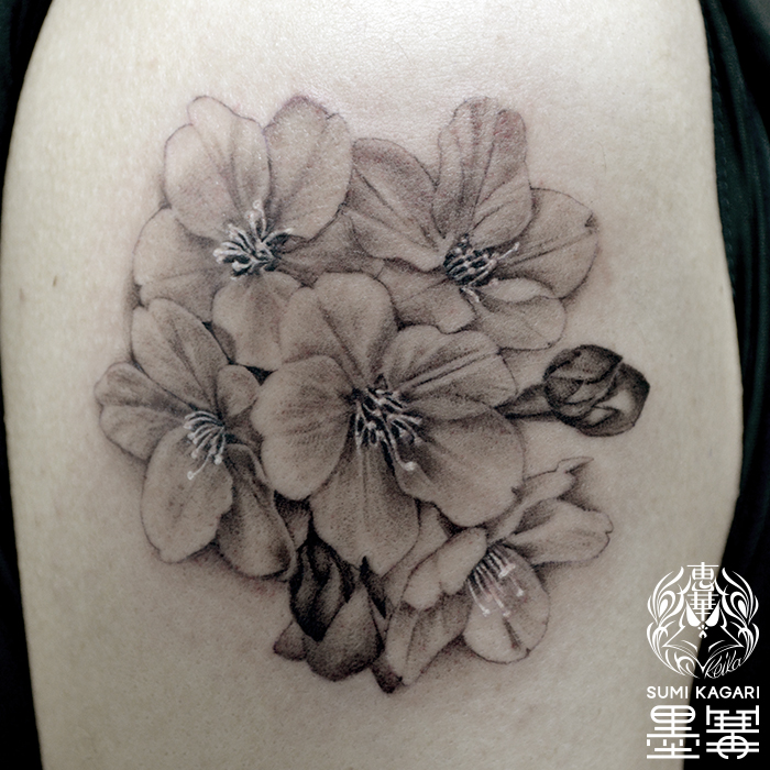 桜のブラック＆グレータトゥー, Tattoo,Keika, Sakura, Black and gray Tattoo, タトゥースタジオ, 刺青, 女性彫師, 恵華